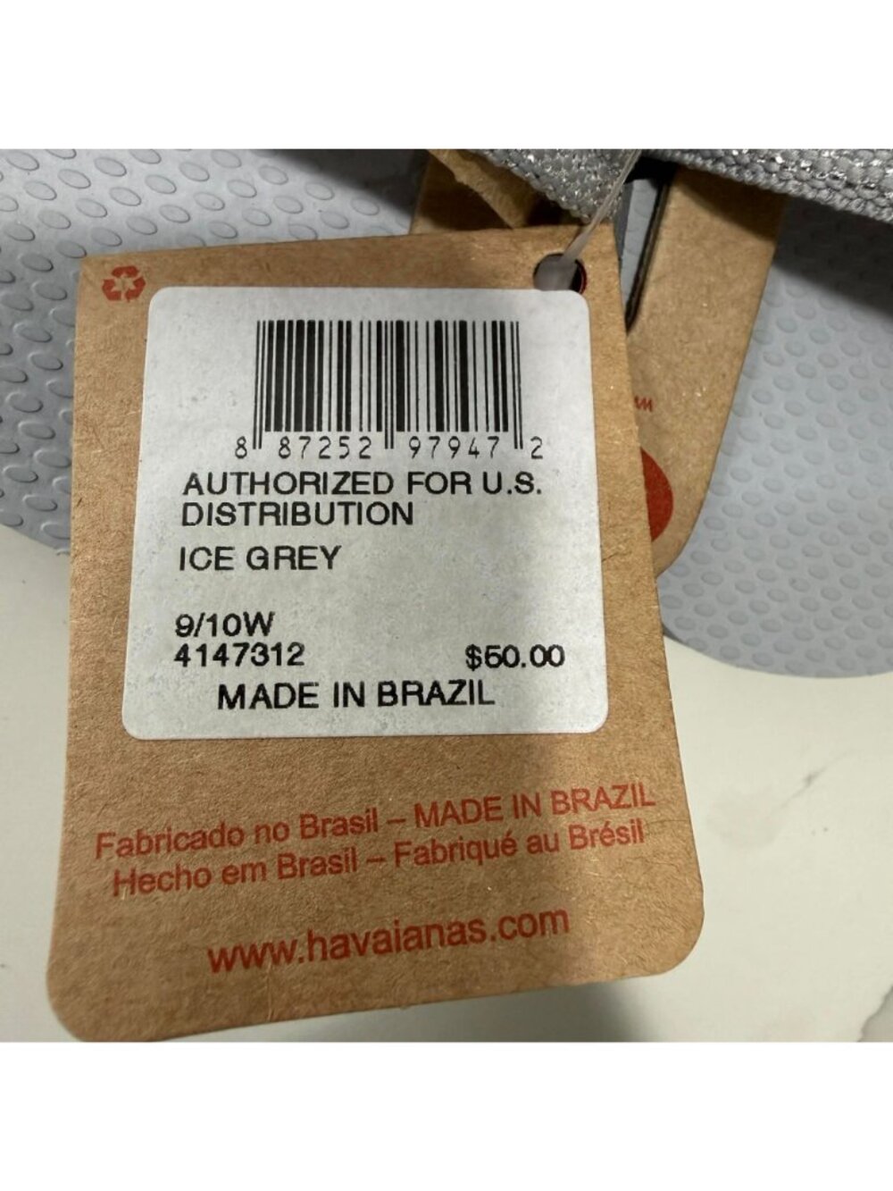 Havaianas Metallic Summer Women Sandals Silver Gray Size US 10 - Picture 4 of 4